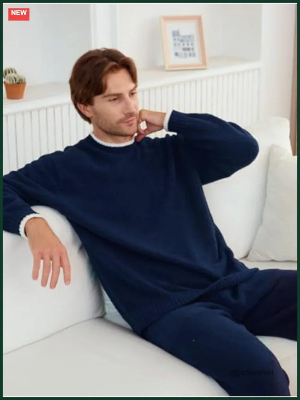 Men's Microfiber Pajama Set Long Sleeve Fleece Winter Sleepwear with Pockets